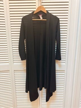 Black Open Front Duster Cardigan